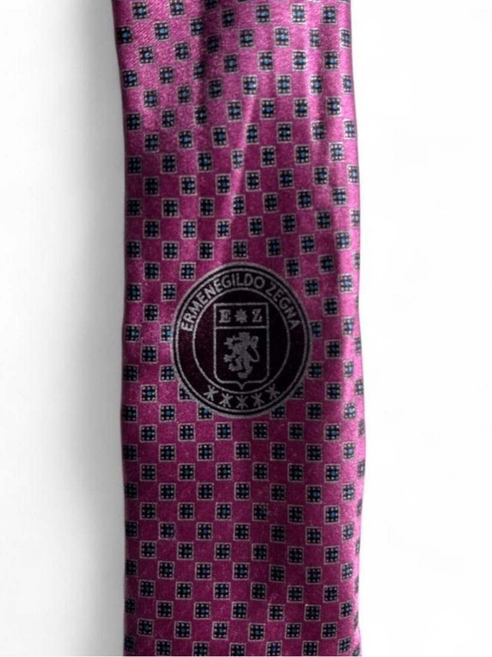Ermenegildo Zegna Pink Silk Tie Geometric Designer Luxury Menswear - Picture 5 of 5